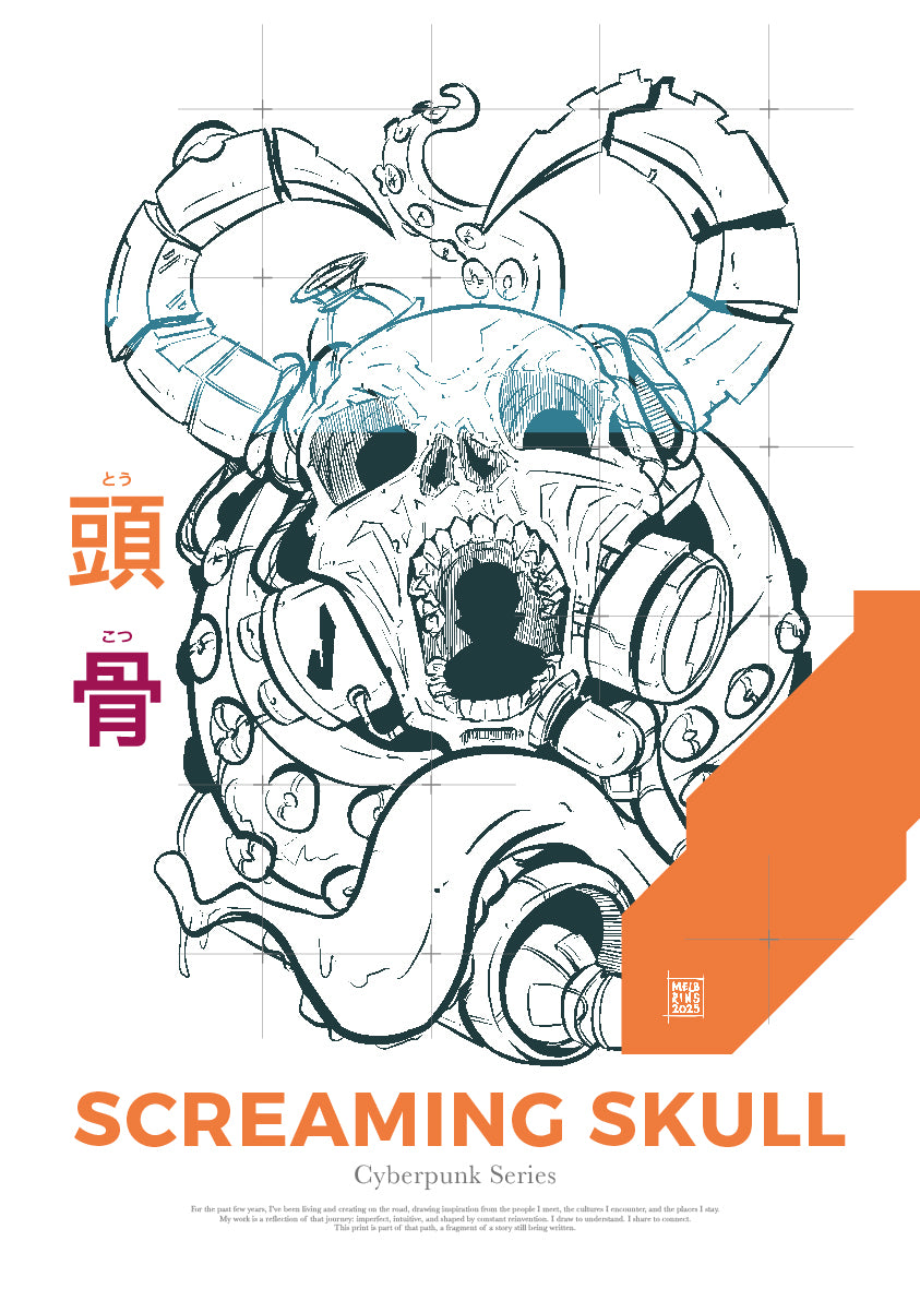 Screaming Skull – Cyberpunk Series (White Edition)