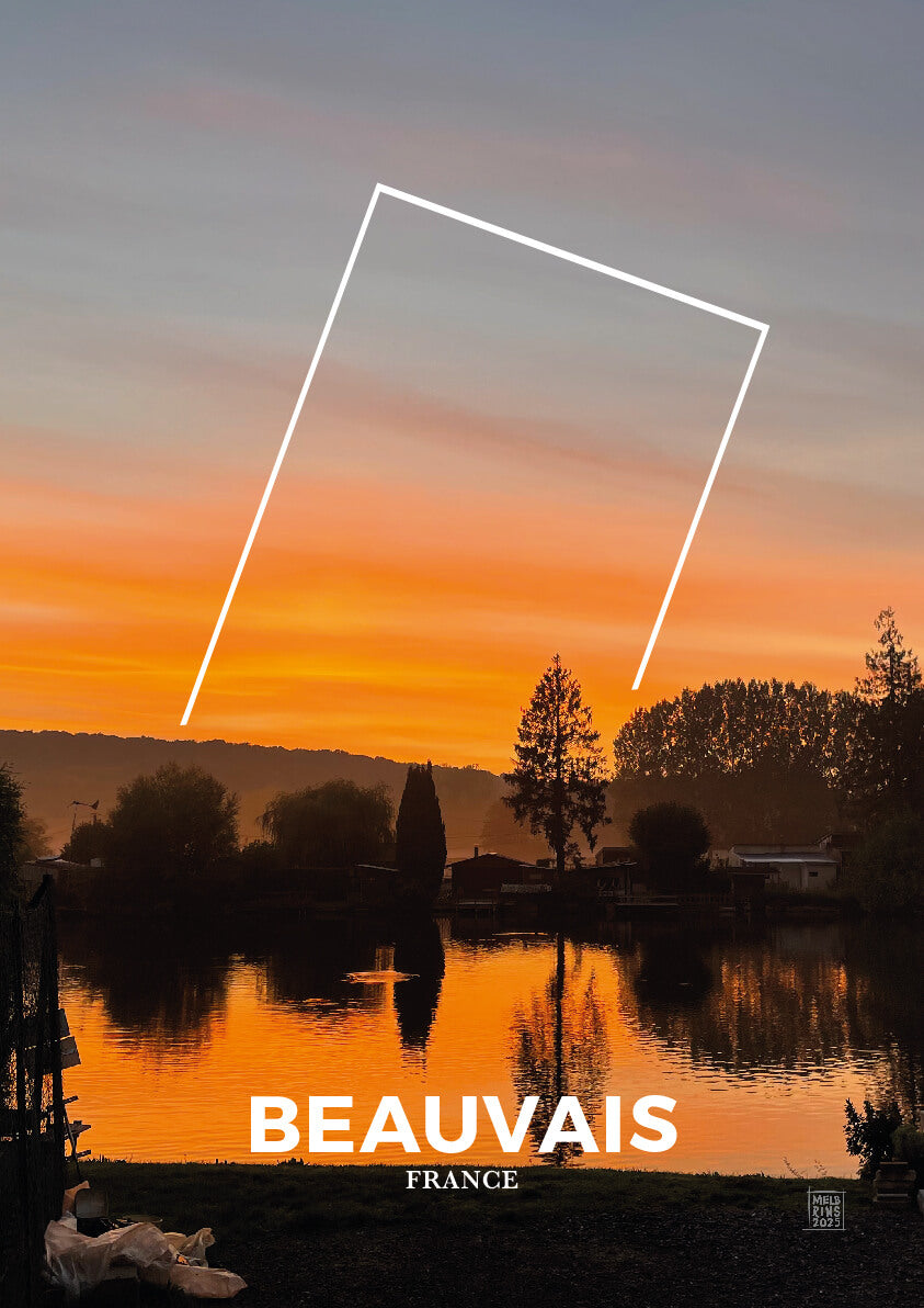 Beauvais, France | Fire Sky Over the Lake (Sunset Travel Print)